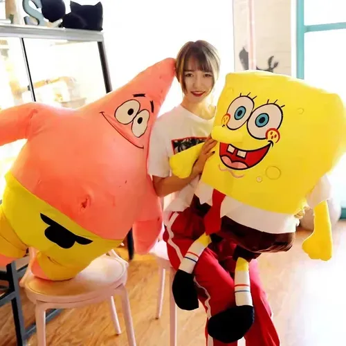 75cm große Spongebob Schwammkopf Plüsch puppe Patrick Star Stofftier Cartoon Anime Peripherie Kinder