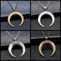 Einfache Mode Vintage Crescent Moon Anhänger Halskette Schmuck Für Frauen OX Horn Halskette