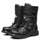 Winter Men Motorcycle Boots 2022 New Fashion Mid-Calf Punk Rock Punk Shoes Mens PU Leather Black