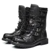 Winter Männer Motorrad Stiefel 2022 Neue Mode Mid-Kalb Punk Rock Punk Schuhe Herren PU Leder Schwarz