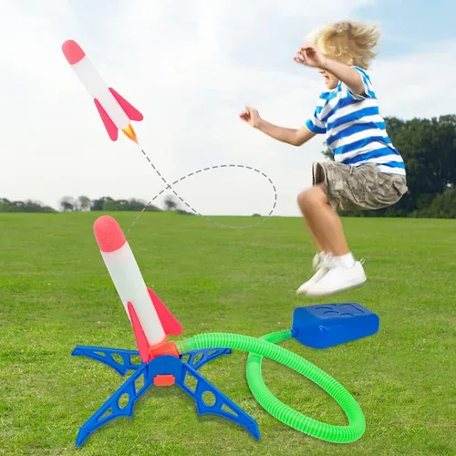 Kinder Fuß pedal Luftpumpe Raketenwerfer Spielzeug Kit Schaum Rakete Zubehör Jungen Mädchen Outdoor