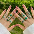 Wong Regen Vintage Sterling Silber Smaragd High Carbon Diamant Edelstein Ring für Frauen Verlobung