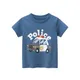 2022 sommer Kleidung T Shirt Jungen Mädchen Cartoon Polizei Auto Baby Kinder Kinder Baumwolle Kurzen