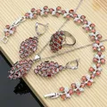 Natürliche Rote Granat Perlen 925 Sterling Silber Schmuck-Set für Frauen Hochzeit Böhmischen Ohrring