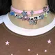 Y2k Rosa Leder Kreuz Star Halsband Harajuku DIY Leopard Regenbogen Anhänger Halskette Frauen Nette