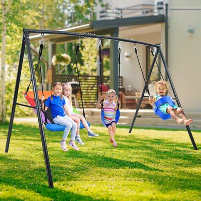 Hapfan Swing Sets for Backyard with Toddler Swing, Belt Swing, Platform Swing,Swing Set Outdoor for Kids