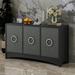 Curved Design Buffet Sideboard with Adjustable Shelves, Black