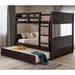 Espresso Classic Full Over Full Bunk Bed Frame w/ Twin Size Trundle Triple Bunk