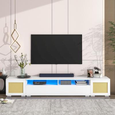 Extended TV Console Table with Color Changing LED Lights for TVs Up to 90''