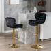 Velvet Swivel Bar Stools Set of 2, Counter Height Adjustable Dining Bar Chairs with Tufting Upholstered Backrest & Footstool