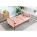 Modern Velvet Loveseat Sofa, Comfort Velvet Convertible Futon Sofa Bed with Adjustable Backrest and 2 Pillows, Light Pink