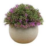 Mini Plastic Fake Green Grass Plant with Pot Topiary Ball Small Fake Plant Round Paper-Mache Pot - Style 4