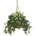 Silk Plant Nearly Natural 30 Silver Queen and Ivy Artificial Plant in Hanging Basket