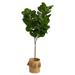 Silk Plant Nearly Natural 6 Fiddle Leaf Fig Artificial Tree in Handmade Natural Jute Planter with Tassels