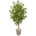 Silk Plant Nearly Natural 69 Oak Artificial Tree in Sand Colored Planter