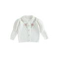 AMILIEe Toddler Baby Girls Fall Winter Knit Sweater Long Sleeve Flower Embroidery Button Down Knitwear