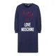 Love Moschino , Blue Cotton Dress with Logo Print and Beaded Applications ,Blue female, Sizes: M