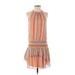 Ramy Brook Casual Dress - DropWaist Halter Sleeveless: Orange Stripes Dresses - Women's Size Small