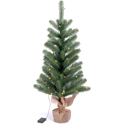 IC WINTERWORLD Künstlicher Weihnachtsbaum "LED-Tannenbaum, künstlicher Christbaum", grün (grün, natur), H: 90cm bis, Weihnachtsbäume, Weihnachtsdeko mit Jutebeutel um den Betonfuß, Batteriebetrieb Image