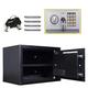 16 Litre Safe Box Digital Large Security Safety Steel Case 9.8 * 13.8 * 9.8in Cash Value Home Safe with Locking Bolts Spare Keys for Office or Home Use Wall or Floor Mounted, Black