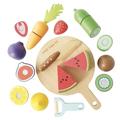 Le Toy Van - Wooden Chopping Board and Super Food Set | Perfect For Supermarket, Food Shop or Cafe Pretend Play – suitable for Boys & Girls age 24+ months