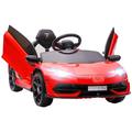 HOMCOM Lamborghini Aventador Licensed 12V Kids Electric Car with Butterfly Doors, Easy Transport, Powered Electric Ride-On Car with Remote, Music, Horn, Suspension, for Ages 3-5 Years - Red