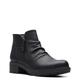 Clarks Womens Hearth Dove Leather Ruched Booties, Black Leather, 8.5 Wide