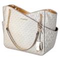 Michael Kors Jet Set Travel Large Chain Shoulder Tote Metallic Signature MK Bag, Pale Gold, Large