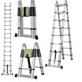Retractable Steps, Telescopic Ladder, Foldable Telescopic Ladder, Aluminium Ladder, Maximum Load 150 kg (5 m (2.5 m + 2.5 m)