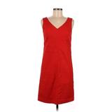 Talbots Casual Dress - Shift V Neck Sleeveless: Red Dresses - Women's Size 8 Petite
