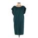 M.S.S.P. Casual Dress - Shift Scoop Neck Short sleeves: Teal Print Dresses - Women's Size X-Large