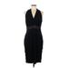 Evan Picone Casual Dress - Party V-Neck Sleeveless: Black Solid Dresses - Women's Size 8