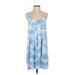 Crown & Ivy Casual Dress - Mini V-Neck Sleeveless: Blue Tie-dye Dresses - New - Women's Size Small