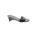 Nine & Co. Sandals: Slip-on Wedge Casual Black Solid Shoes - Women's Size 7 - Open Toe