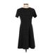 Ann Taylor LOFT Casual Dress - A-Line Crew Neck Short sleeves: Black Dresses - Women's Size 2