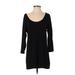 Amour Vert Casual Dress - Shift Scoop Neck 3/4 sleeves: Black Print Dresses - Women's Size X-Small