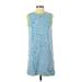 Zara Casual Dress - Mini Crew Neck Sleeveless: Blue Color Block Dresses - Women's Size Small