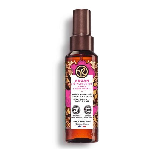 Yves Rocher – Parfümiertes Duftspray Körper & Haare Arganöl & Rosenblüten Bodyspray 100 ml Damen