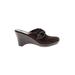 Cole Haan Mule/Clog: Slip-on Wedge Boho Chic Brown Print Shoes - Women's Size 7 1/2 - Round Toe