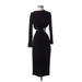 LNA Casual Dress - Midi Crew Neck 3/4 sleeves: Black Print Dresses - Women's Size Small