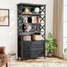 Wildon Home® Lata 71.65" H x 31.5" W Iron & Dark Gray Bookcase w/ 2 Drawers in Black | 71.65 H x 31.5 W x 14.17 D in | Wayfair