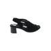 Munro American Sandals: Slingback Chunky Heel Casual Black Print Shoes - Women's Size 8 1/2 - Round Toe