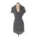 Leith Casual Dress - Mini V Neck Short sleeves: Gray Dresses - Women's Size X-Small