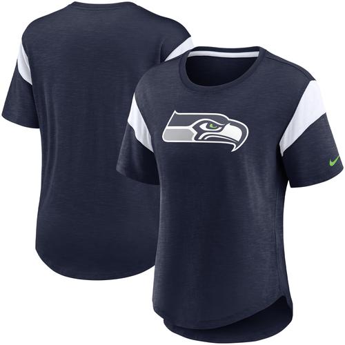 Damen Nike Heather College Navy Seattle Seahawks Primärlogo Modisches Oberteil