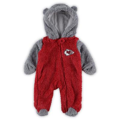 Rot/Grau Kansas City Chiefs Game Nap Teddy Fleece-Wimpel mit durchgehendem Reißverschluss für Neugeborene und Kleinkinder Image