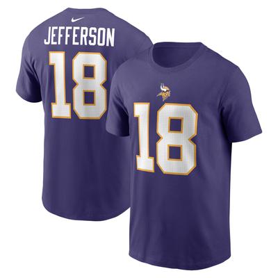 Nike Justin Jefferson Lila Minnesota Vikings Classic T-Shirt mit Spielername und Nummer für Herren Image