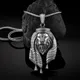 Men's Lion Necklace Arabian Lion Head Pendant Necklace with 25.5"Chain Hip Hop Lion Tag Necklace