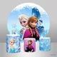 Winter Frozen Theme Girls Birthday Party Round Backdrop for Photography Blue Ice Snow Baby Shower