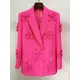 HIGH STREET Newest 2024 Fashion Designer Jacket Women's Stereoscopic Flowers Appliques Double