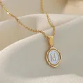 Fashion Initial Enamel White A-Z Letter Necklace for Women Gold Color Alphabet Pendant Choker